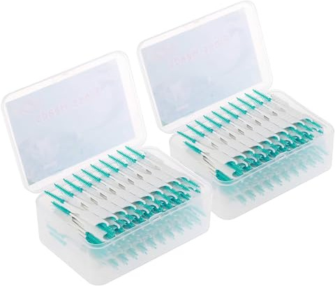 Horett 400 ST Interdentalborstar Tandpetare i Silikon med Dubbla ändar Tandpetare med Dubbla ändar Tandtråd Silikonborstar Engångstandborstar Mellan Tänderna (400 st)