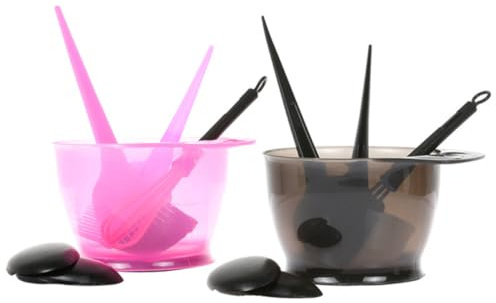 Toyvian Kit de Coloration Capillaire et Outil de Mélange en Plastique et Nylon Noir Peigne Bol 5 Pièces Pinceau, Cache-oreilles pour Usage à Domicile L'école