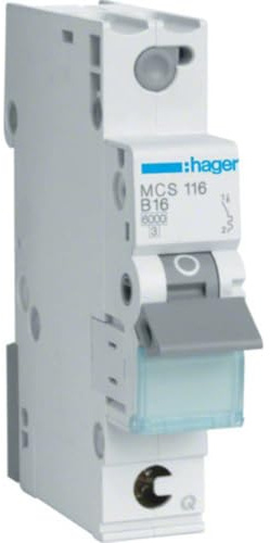 Hager MCS116 Leitungsschutzschalter 16A 1-polig 6kA C-Charakteristik Quick Connect 1 Modul