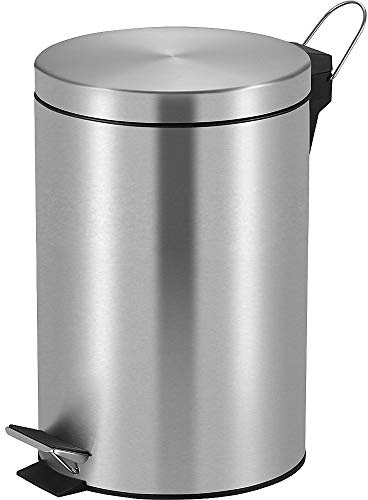 V-Part Poubelle à pédale, 20 litres, en acier inoxydable mat