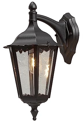 Konstsmide Utomhuslampor/Firenze stor dun utomhus vägglykta/1 x 100 W E27 max vägglampa/klara glaspaneler/aluminium/IP43/yttre ljus matt svart, 7212-750