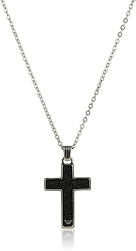 Emporio Armani Halskette Für Männer, Länge: 500mm + 50mm / Größe Anhänger: 25mm X 35mm X 3.5mm Silber Edelstahl Halskette, EGS1705040