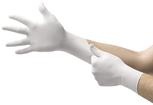 Ansell VersaTouch 92-205 Guantes Nitrilo Desechables, Multiuso, Alimentos, Cocina, Limpieza, Mecanico, Sin Polvo, Blancos, Talla M (100 Guantes)