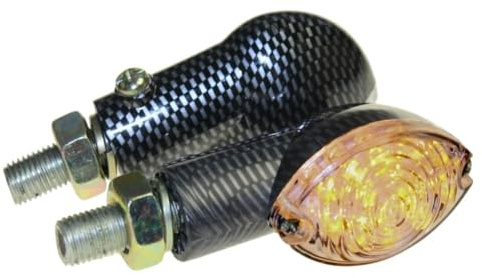 Citomerx Motorrad Mini Blinker LED Arken carbon klar E-geprüft M10 | Passend für CPI SM 50 Honda CB 500 600 Italjet Formula Kawasaki KLR KMX 600 650 125 Suzuki DL DR GN GS GSX Yamaha DT XJ XT