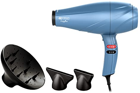 Gama Italy Professional Phon Leggero Ozone Ion 4D, Asciugacapelli potente 2400W, phon con tecnologia agli ioni negativi, azzuro