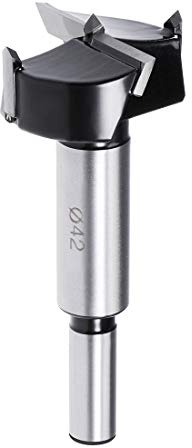 sourcing map Forstner Bohrteil 42mm Hartmetall Wolfram Holzlochsäge Schneckenöffner Scharnierbohrung Holzbearbeitung Bohrenbohrer Bitschneider silberner Ton Schwarz