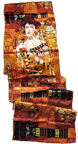 Avenella künstlerischer SEIDENSCHAL Kunstdruck nach Gustav Klimt Adele Bloch-Bauer Schal 100% Seide Jugendstil