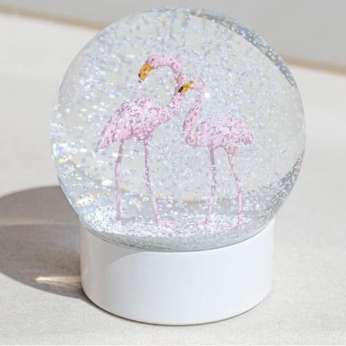 Flamingo-Schneekugel, Weihnachts-Schneekugeln für Mädchen, Kinder, Frauen, Erwachsene, 100 mm, Glitzer-Schneekugel, Geschenke für Valentinstag, Halloween, Geburtstag, Tischdekoration