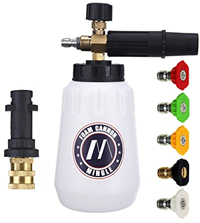 M MINGLE Cannon à Mousse pour Nettoyeur Haute Pression Karcher K2, K3, K4, K5, K6, K7, avec 5 Embouts de Buse, Connecteur Rapide 1/4