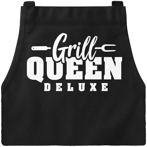 MoonWorks® Grill-Schürze für Frauen mit Spruch Dressed to Grill Perlenkette Grillschürze Damen Baumwoll-Schürze Küchenschürze