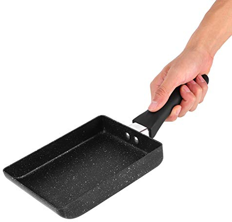 5.3x7.3x13.8inPoêle à Omelette Japonaise Casserole Antiadhésive Tamagoyaki Poignée en Plastique Omelette Noire Rectangle Poêle Pots Pots