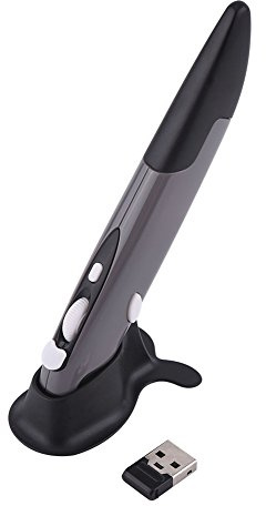 Yctze Drahtlose Maus 2,4 GHz Drahtlose optische Stift-Luftmaus Ergonomisch geformte rechte Form für Computer Laptop Grau(Gray)