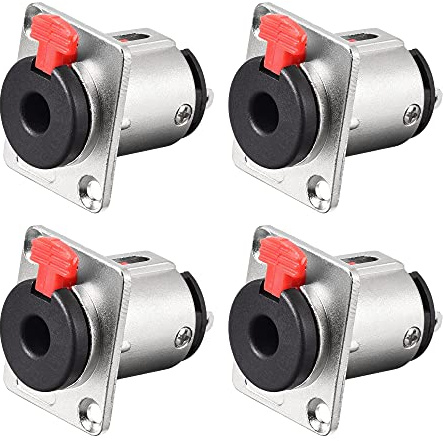 sourcing map 4Stk. 6,35mm 1/4 Inch Buchse Stereo TRS Audio Sockel Anschluss Tafel/Chassis Montage - 6,35mm Stereo Sockel