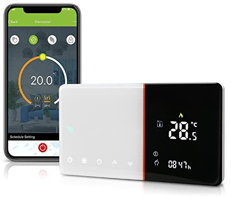 DXstring Thermostat Connecté pour Chaudiere Gaz, Intelligent avec écran Tactile Coulissant à Dégradé de Couleurs, Compatible Alexa Google Home, Prise en Charge la Commande Vocale Distance