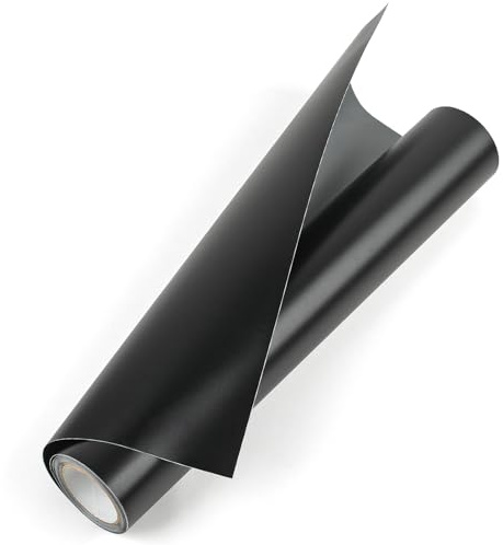 Prime Vinyl Vinylfolie Plotter -30cm x 305cm- matt Schwarz Permanentes selbstklebendes Vinyl, Plotterfolie Rollen Rückseite Vinyl für Silhouette Cameo, meisten Schneidemaschine