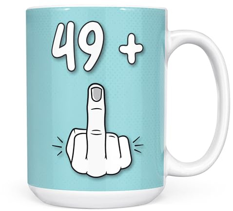 Mug Monster - Tazza per il 50° compleanno, I Am 49 + 1, regalo per 50 anni, tazza da caffè/tazza in ceramica, regalo per uomini o donne, tazza extra grande e gigante disponibile, tazza bianca da 450