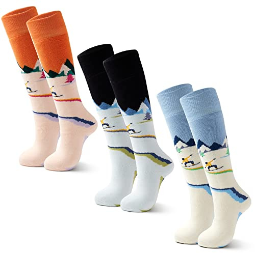 Qterdiz Unisex Kinder Warme Skisocken Jungen Dicke Skistrümpfe Mädchen Thermo Socken für Ski und Snowboard 3 Paar