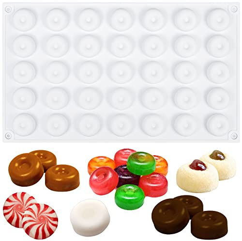 Indent Round Mini Donut Silicone Moulds for Chocolate Candy Gummy Jelly Ice Cubes Cake Decoration 35-Cavity