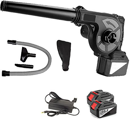 Puissant souffleur électrique sans fil avec batterie et chargeur, 150 CFM, petit aspirateur à feuilles sans fil léger avec kit de dépoussiérage, souffleur portatif pour l'entretien de la pelouse (2
