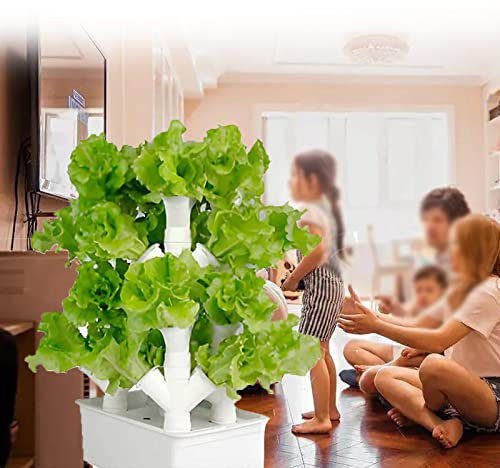 Système de plantation de tour, système de Culture aquaponique 16/24/32 Trous, kit de Culture aéroponique pour Herbes, Fruits et légumes avec Pompe hydratante, Adaptateur, Pots en Filet,2Columns