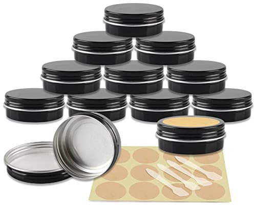 YANCAER 48 Stück 60ml - D68mm x H27mm Glänz Schwarz Aluminium Leer Döschen, Rund Leere Dosen mit Schraubdeckel, Aluminium Blechdosen Klein Reise Tiegel, für lippenbalsam, Creme, Kerzen, Kosmetik