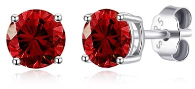 Philip Jones Sterling Silver January (Garnet) Birthstone Earrings Created with Zircondia® Crystals