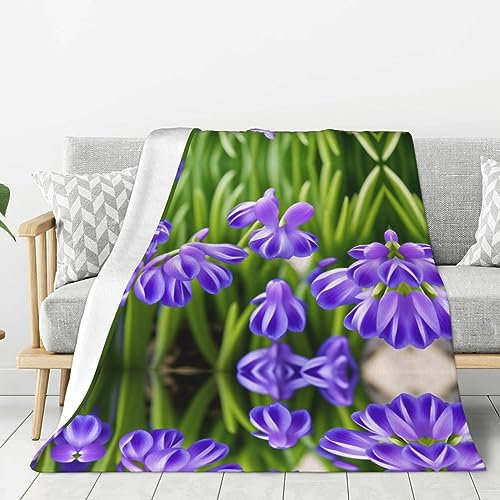 Hyazinthen-Blumen-bedruckte Mikrofaser-Decke, Sofa-Überwurf, Flanell, flauschig, weich, warm, Überwurf, Decken für Bett, Couch, Reisen, 203 x 152 cm