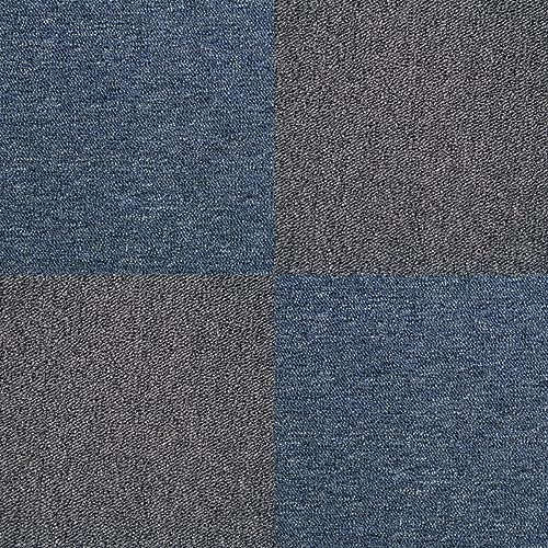 Monster Shop 40 Stück Teppichfliesen Bodenfliesen Teppich 50 x 50 cm für 10 m² in Kohle-Schwarz & Sturm-Blau