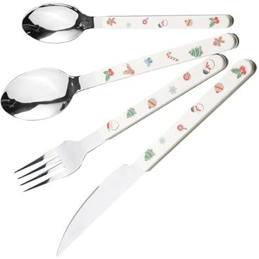 Folpus Couverts de noël, ustensiles de Cuisine, Vaisselle à Dessert, Couverts en Acier Inoxydable pour Restaurant, Ensemble de cuillères, fourchettes et Couteaux