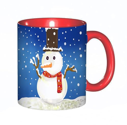 Tassendruck Schneemann im kalten blauen Hintergrund Kaffeetasse/Mug/Cup