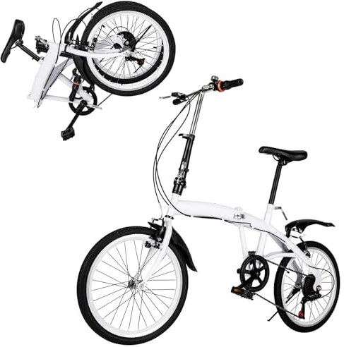 Adult Folding Mountain Bike, 20-inch Wheels, High Carbon Steel Full Suspension MTB Bicycle 6-Speed Drivetrain, Front Caliper & Rear Holding Brake Foldable Bikes for Teens
