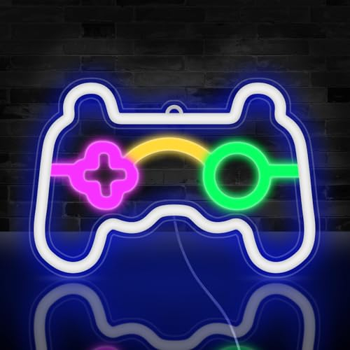 Jinlaili Letrero de Neón de LED, Neon Gamepad, Luces de Neón USB, Luces de noche de pared con letrero de neón, Neon Gamer Decoración de la Habitación, Luces de Neón Pared para el Dormitorio de Juegos