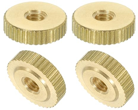 QUARKZMAN Dadi a Farfalla Scanalati 4pz M4 x D12mm x H3,5mm Foro Passante Testa Piatta Ottone con Collare Testa Piatta Foro Passante Elementi Fissaggio Pomelli Rotondi per Parti Stampanti 3D