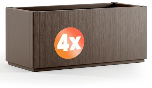 Casaria® 4x Fioriera da Esterno Ethica in Plastica 80L 80x36x35cm Base Drenante Fioriere da Giardino Vaso Grade per Fiori Vasi per Piante Rettangolari