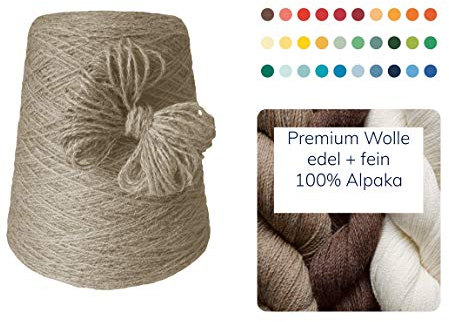 100% Alpaka 500 Gramm günstige Wolle zum Stricken Strickwolle Handstrick Wolle Alpakawolle Stricken Häkeln Garn kratzfrei Nadel 3 3,5 4 5 - Beige