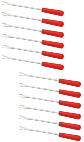MAGICLULU 12 Pièces Fourchette à Fruits Fourchette à Barbecue Barbecue Chocolat Pour Fontaine à Chocolat s à Fondue Inox s à Fromage Acier Inoxydable Rouge