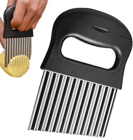 Sghtil Cortador ondulado para verduras, cortador ondulado, cortador de papel de acero inoxidable, picadora de verduras, cortador para freír, pelador, cortador de ondas, cortador para