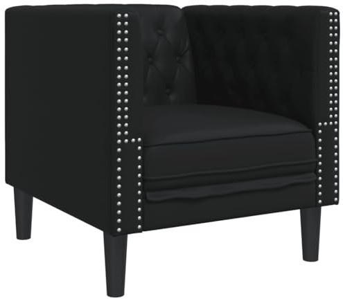 vidaXL Sillón Chesterfield de Cuero Artificial Negro, Silla Chesterfield, sillón, sofá Individual, sillas Chesterfield, sillones, sofás