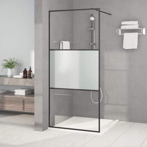 LAPOOH Duschwand für Begehbare Dusche Schwarz 90x195cm Halbmatt ESG, Duschrückwand, Duschabtrennung, Glaswand Dusche, Duschglaswand, Duschtrennwand - 152106