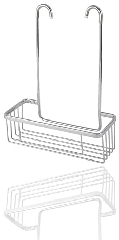 Homssy Cesta Organizadora para Ducha, Estante Ducha Colgante sin Taladro, Material Aluminio Resistente al Agua y Óxido, Organizador Baño con Fácil Instalación, Plata