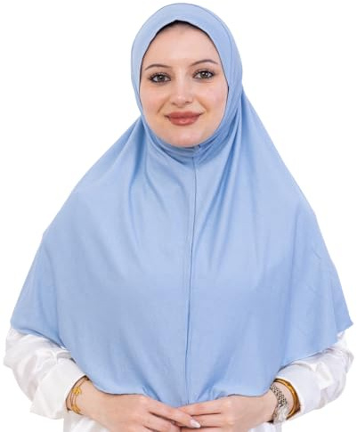 Prien Konfektion Kopftuch Für Damen, Muslimische Schal Frauen, Türkische Hijab Kleid, Turban Kleidung Für Gebetskleidung, Abaya, Tesettür Abiye, Khimar (Hellblau)