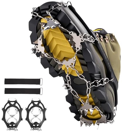 Pnosnesy Walk Traction Cleats,24 Spikes Crampons for Shoes,Ready Ice Cleats - Unisex with Durable Alloy Teeth for Outdoor Activities, Climbing Mountaineering,Walking,Hiking