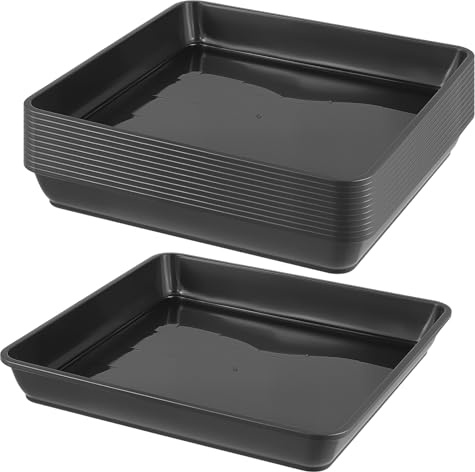 SOUJAP 12 Pcs 10 Inch Square Plant Pot Saucer, 25cm Black Plastic Planter Drip Tray for Outdoor Indoor Garden