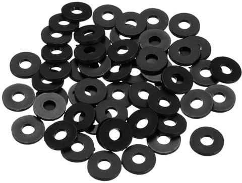 QUARKZMAN 55Pcs Rondelles Nylon M6 Rondelle Plate 6mm ID 18mm OD 1.5mm Épais Entretoises en Plastique pour Vis et Boulons, Réparation de Plomberie de Robinet de Jardin, Noir