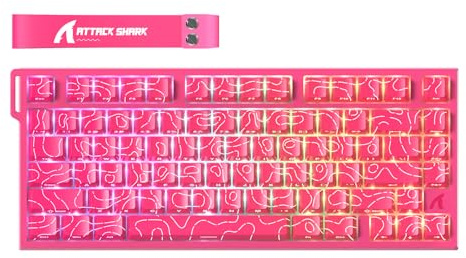 ATTACK SHARK R82 HE 8000Hz Rapid Trigger-Tastatur, 0,005mm RT-Genauigkeit, Kabelgebundene RGB 75% Gaming-Tastatur mit Magnetic Switches, Einstellbare Betätigung, Snap Tap, für PC/Mac, Rosa Konturen