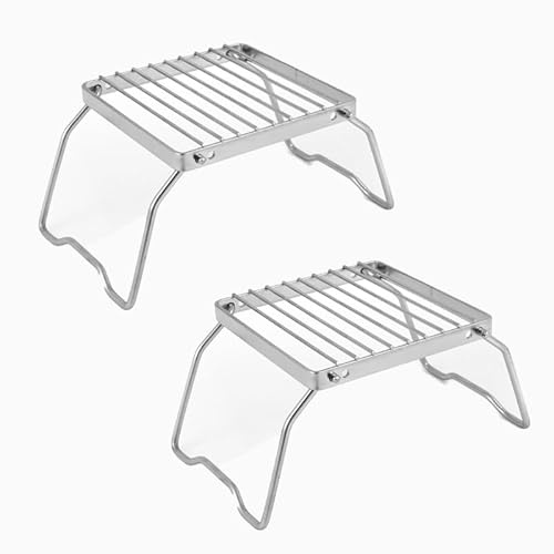 Griglia pieghevole in acciaio inox per barbecue – Bruciatore portatile per barbecue per cucinare all'aperto, escursioni, picnic e pesca, supporto durevole (2)