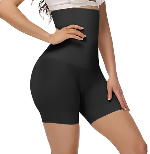 DiULi Bauchweg Unterhose Damen, Hohe Taille Miederhose mit Bein, Figurformende Bauchkontrolle DamenShapewear, Starke Formende, Body Shaper für Frauen, M, Schwarz