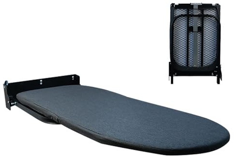 Tabla de Planchar Plegable de Pared para Lavandería, Mesa de Planchar Compacta, Ironing Board con Panel de Malla Metálica y Varillas de Soporte Retráctiles(Black)