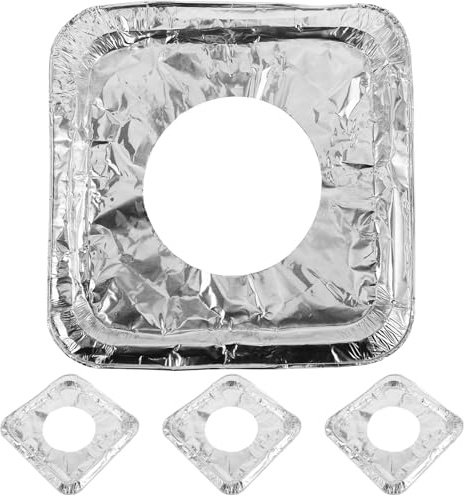 HAMPPLIES 10 piezas Protector para Quemador de Estufa Gas Aluminio Desechable Resistente Aceite y Grasa Tapete para Limpieza Fácil y Duradera