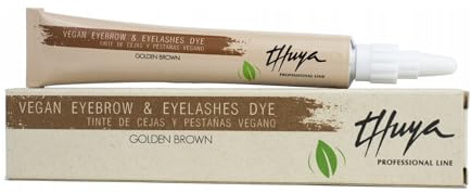 THUYA Vegan Wimpern- und Brauenfarbe Golden Brown 15 ml | Vegane Farbe mit Arganöl und Aloe Vera, 15 ml, Farbton Golden Brown